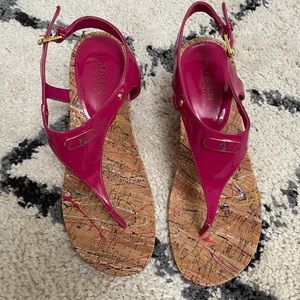 Ralph Lauren magenta wedge sandals NWOT